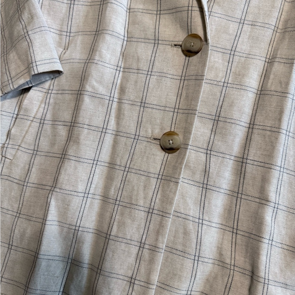 MADEWELL Dorset Blazer in Windowpane Linen Blend 2 Button Jacket Summer Spring S - Picture 4 of 9